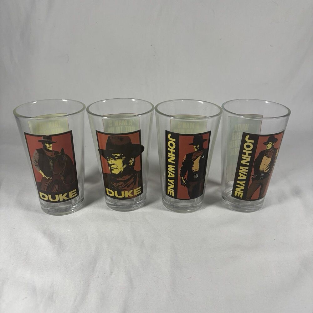 John Wayne The Duke Set of 4 Pint Glasses Vandor 2014 Licensed